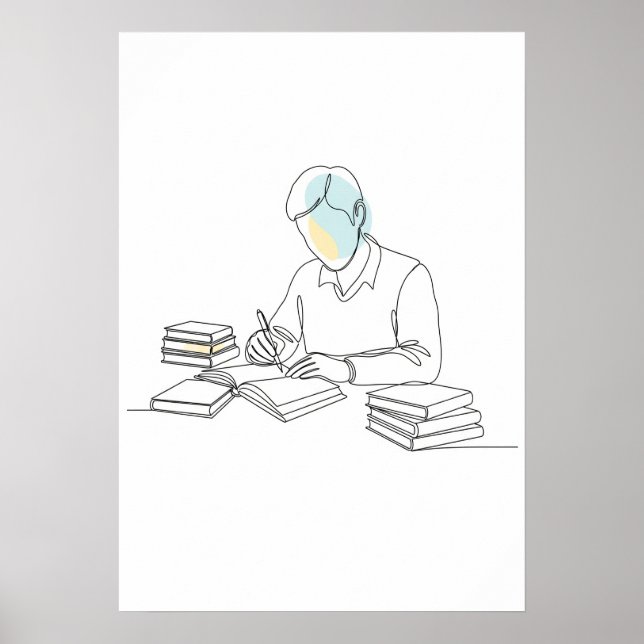 Abstract Author One Line Art Continuous Poster (Front)