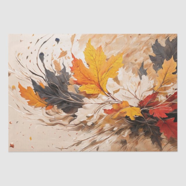 Abstract Autumn Fall Leaves Foliage Decoupage Tissue Paper (Front)
