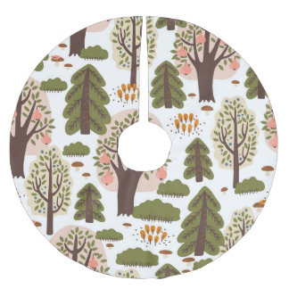 Abstract Autumn Forest Seamless Pattern Brushed Polyester Tree Skirt