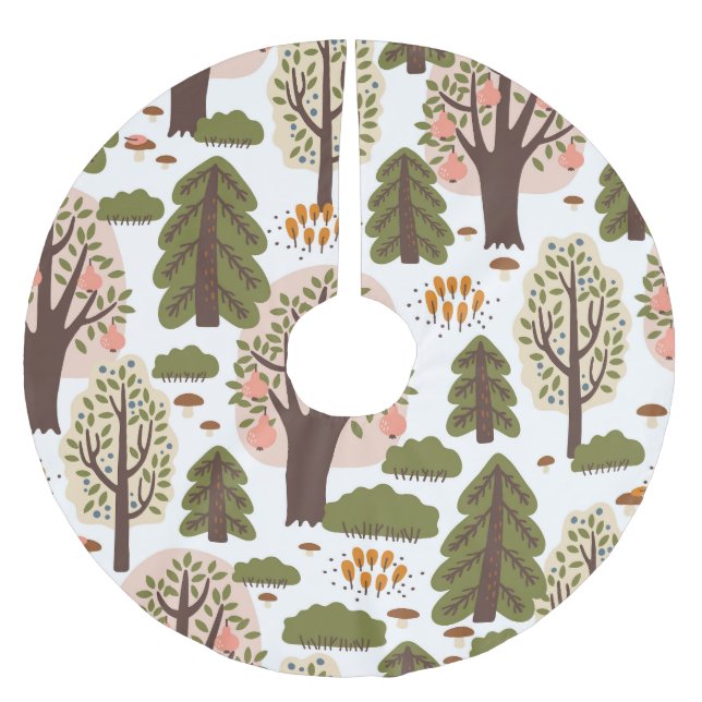 Abstract Autumn Forest Seamless Pattern Brushed Polyester Tree Skirt (Front)
