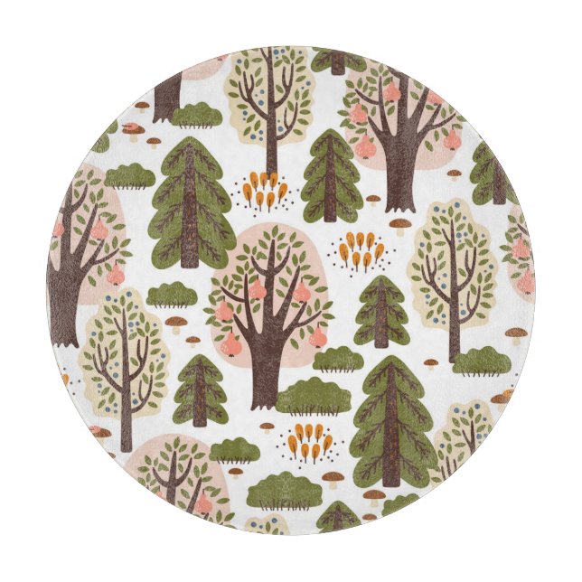 Abstract Autumn Forest Seamless Pattern Cutting Board (Front)