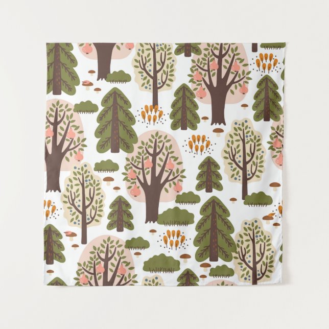 Abstract Autumn Forest Seamless Pattern Tapestry (Front)