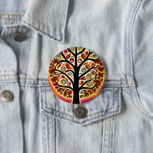 Abstract Autumn Harvest Tree 7.5 Cm Round Badge