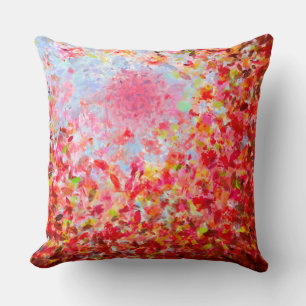 Abstract autumn leaves and sky cushion