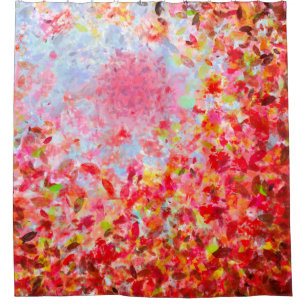 Abstract autumn leaves and sky shower curtain