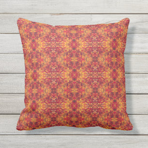 Abstract Autumn Leaves Orange Outdoor Throw Pillow