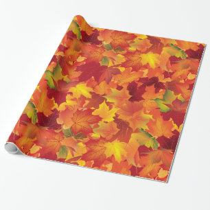 Abstract Autumn Leaves Pattern Wrapping Paper