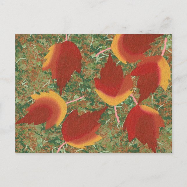 Abstract Autumn Maple Leaves on Ground Postcards (Front)