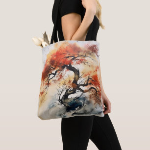 Abstract Autumn Tree Ink painting Tote Bag