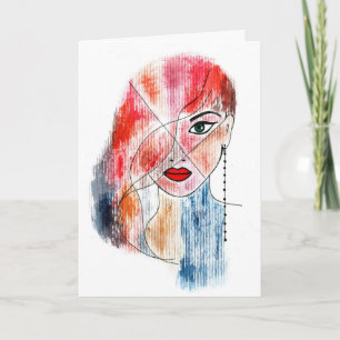 Abstract Avant-Garde Woman Portrait Fashion Greeti Card