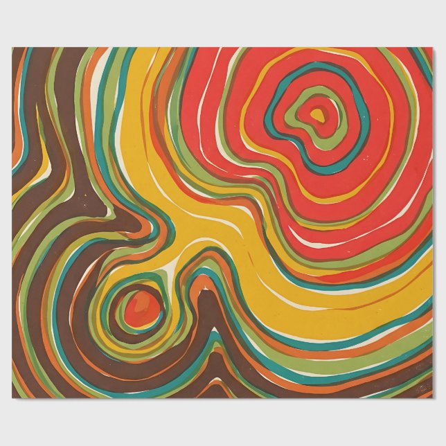 Abstract Avocado Gold Map Wrapping Paper (Flat)