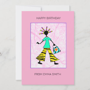 Abstract Awesome and Stylish African Lady Birthday Card