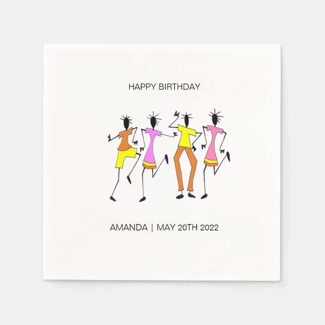 Abstract, Awesome Party Time Birthday Napkin (Front)