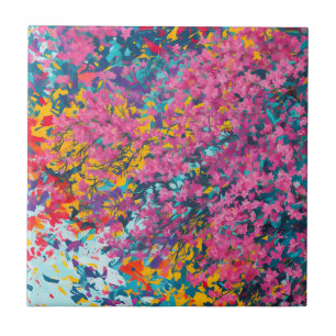 Abstract Azalea Wildflowers Ceramic Tile