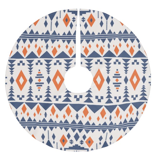 Abstract Aztec geometric, seamless pattern. Brushed Polyester Tree Skirt (Front)
