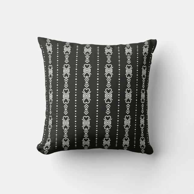 Abstract aztec heart texture cushion (Front)