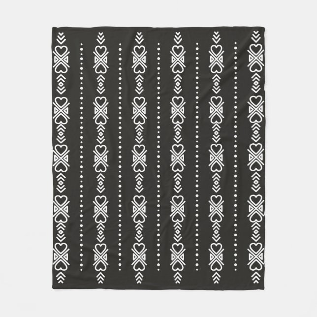 Abstract aztec heart texture fleece blanket (Front)