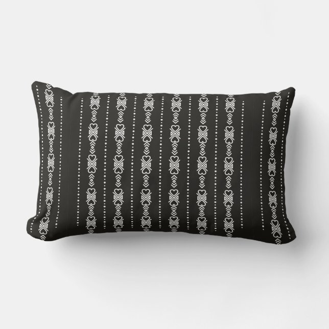 Abstract aztec heart texture lumbar cushion (Front)