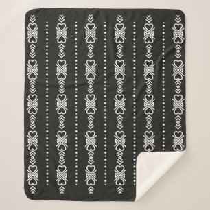 Abstract aztec heart texture sherpa blanket
