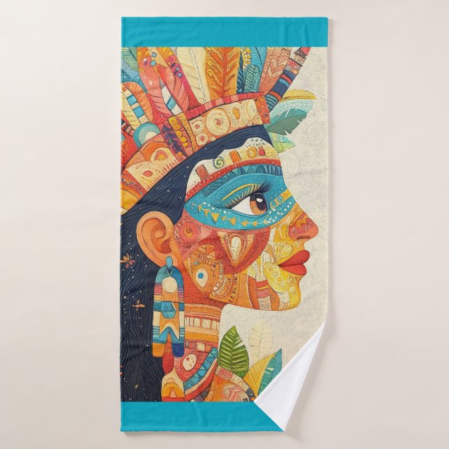 Abstract Aztec Princess Beach Towel (Bath Towel)