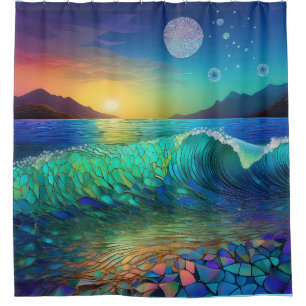 Abstract Azure Seascape Shower Curtain