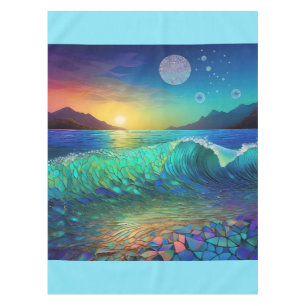 Abstract Azure Seascape Tablecloth