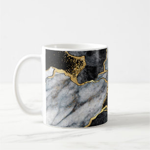 abstract background, black and white marble mosaic coffee mug