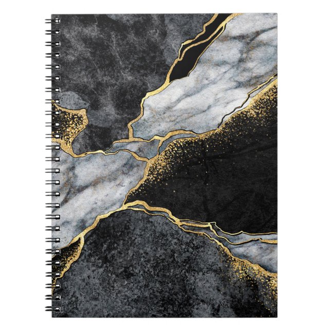 abstract background, black and white marble mosaic notebook (Front)
