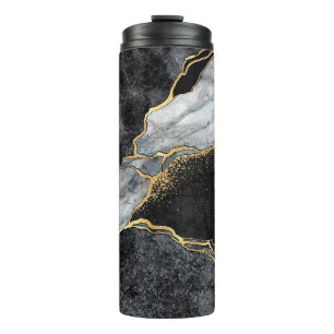 abstract background, black and white marble mosaic thermal tumbler
