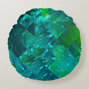 abstract background. blue and green mosaicbackgrou round cushion