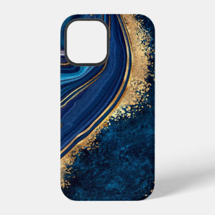 abstract background blue marble agate granite mosa iPhone 12 case