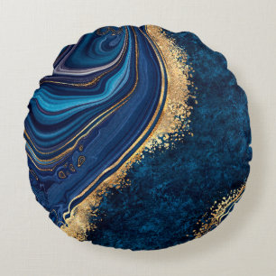 abstract background blue marble agate granite mosa round cushion