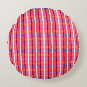 abstract background, colorful intersecting striped round cushion