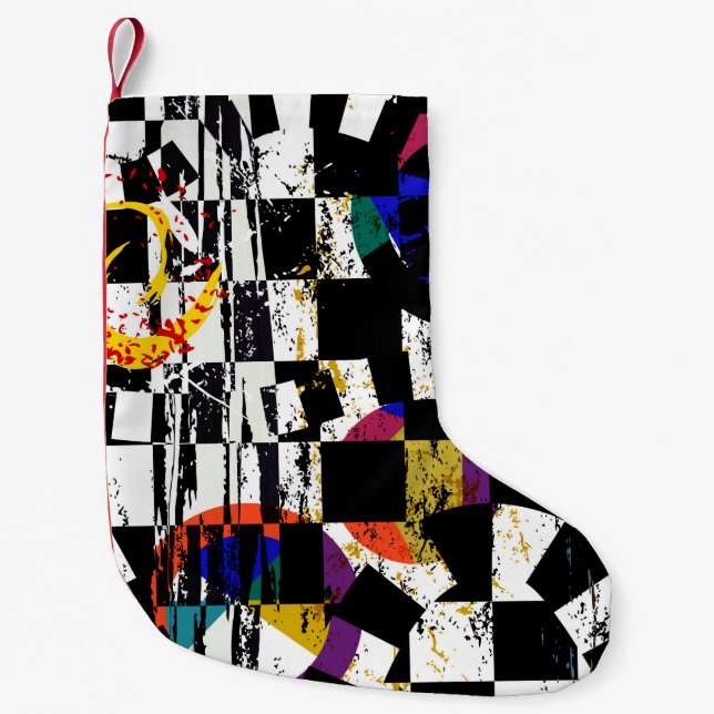 abstract background composition, with strokes, spl small christmas stocking (Front)