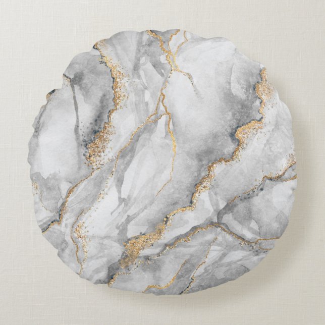 abstract background, creative texture of white mar round cushion (Front)