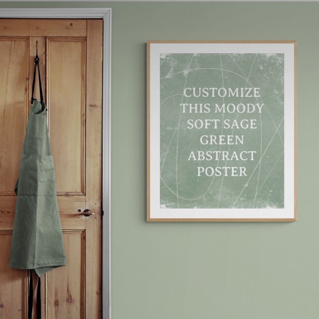 Abstract Background Custom Poster Soft Sage Green (Shown with white mat and frame for example.)