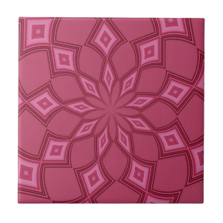 Abstract Background Fuschia Diamonds Ceramic Tile