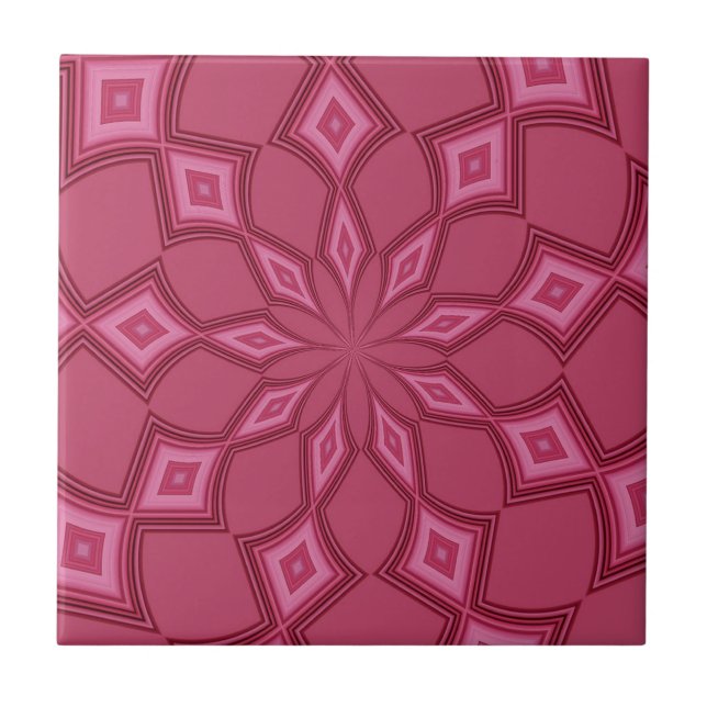 Abstract Background Fuschia Diamonds Ceramic Tile (Front)