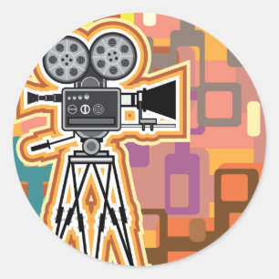Abstract Background Movie Projector Film camera Classic Round Sticker
