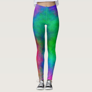 Abstract Background Multi Colour Watercolor Leggings