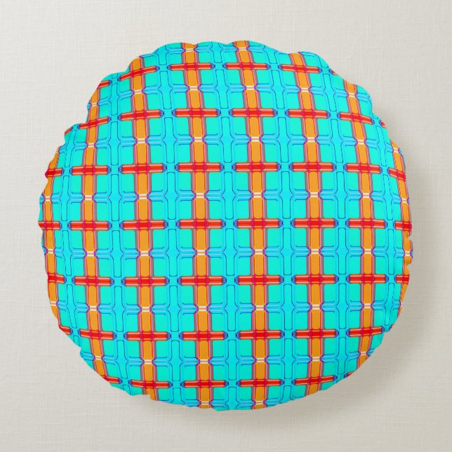 abstract background | multicolored gingham pattern round cushion (Front)