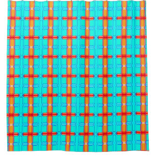 abstract background multicolored gingham pattern shower curtain