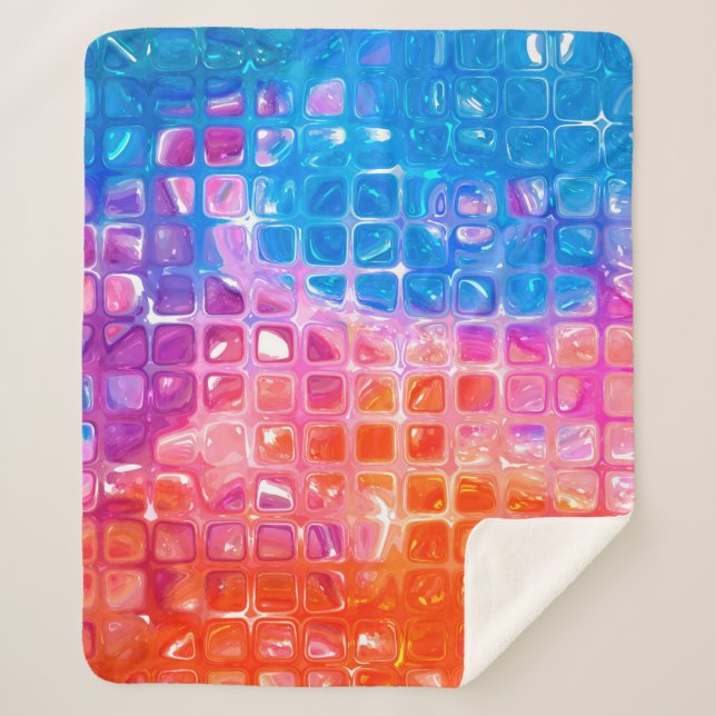 abstract background.multicolored mosaic sherpa blanket (Front)