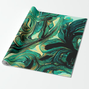 Abstract background of acrylic paints in aquamarin wrapping paper