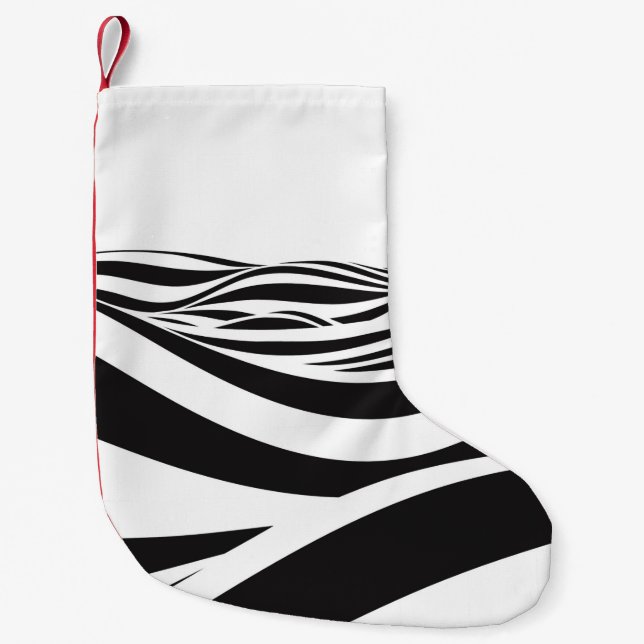 Abstract background of waves. 3D optical illusion- Small Christmas Stocking (Front)