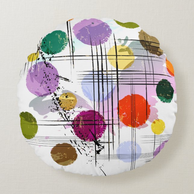 abstract background pattern, with circles, lines,  round cushion (Front)