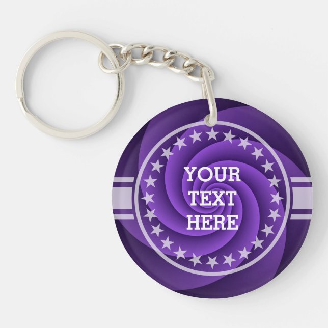 Abstract Background Spirals soft IV + your text Key Ring (Front)