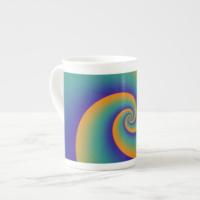 Abstract Background Spirals soft V Bone China Mug (Front Left)