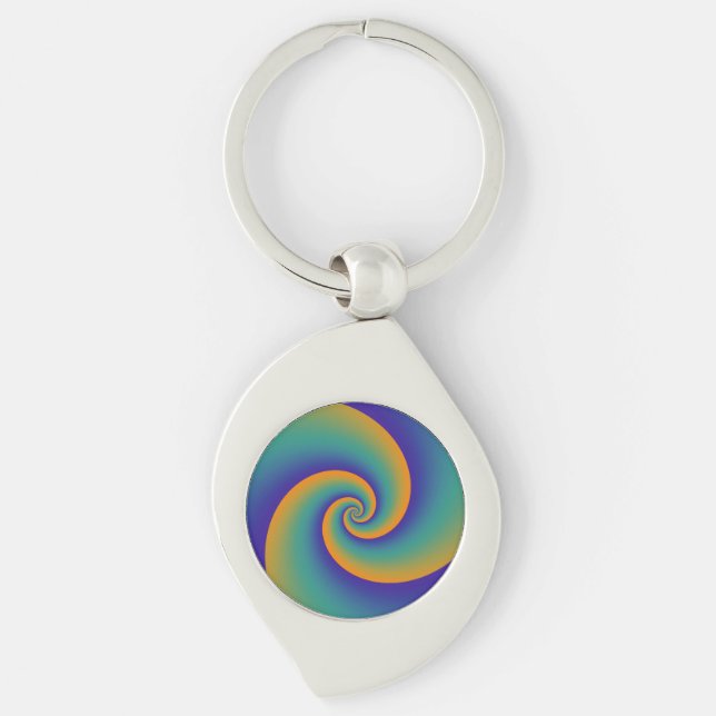 Abstract Background Spirals soft V Key Ring (Front)