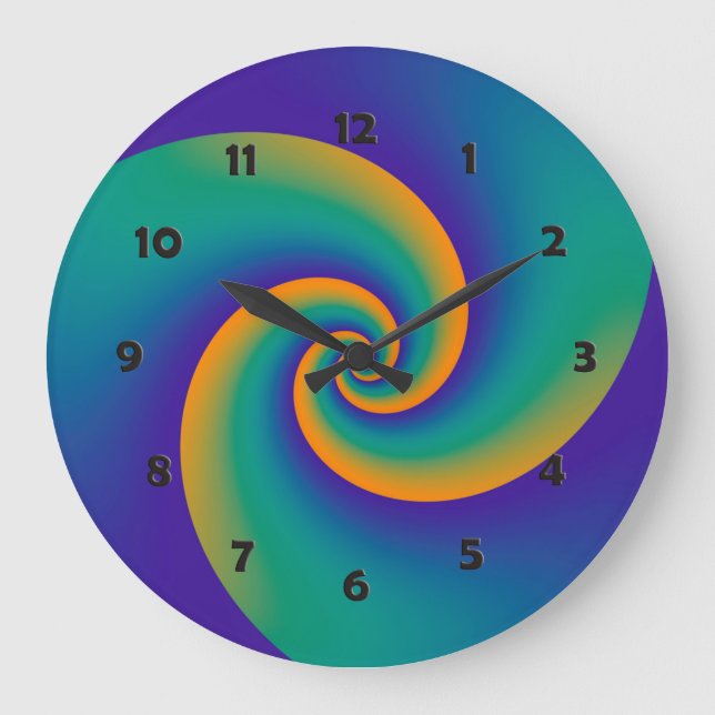 Abstract Background Spirals soft V Large Clock (Front)
